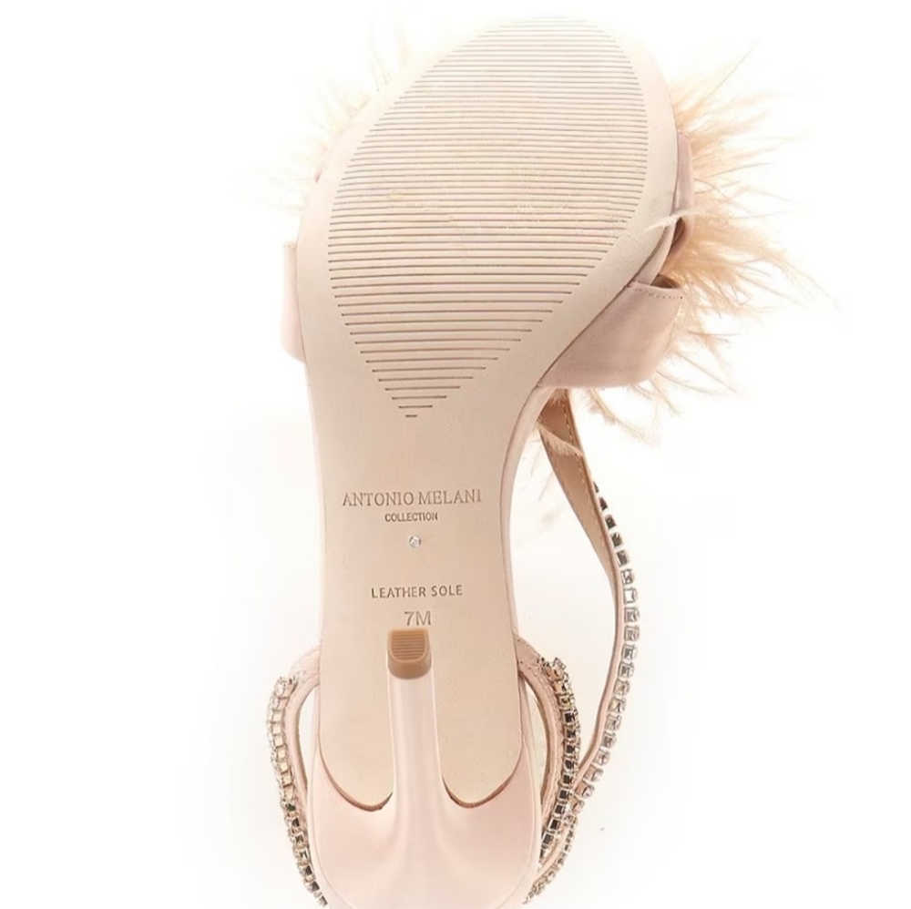 Antonio Melani Collection Aurora Feathered Rhinestone Embellished Dress Sandals - Picture 9 of 13
